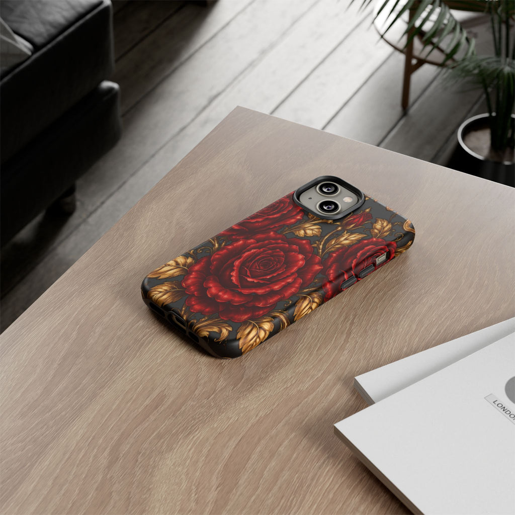 Tough Cases — Vintage Red Rose Floral Phone Case
