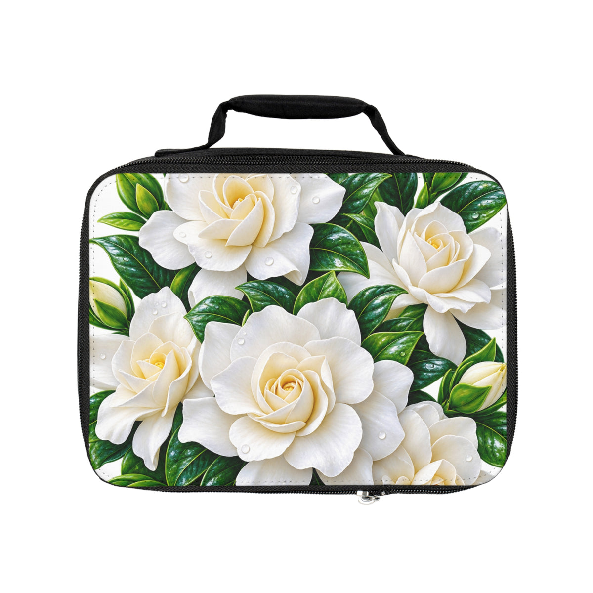 Gardenia Lunch Bag — Floral Insulated Lunchbox with White Gardenia Design