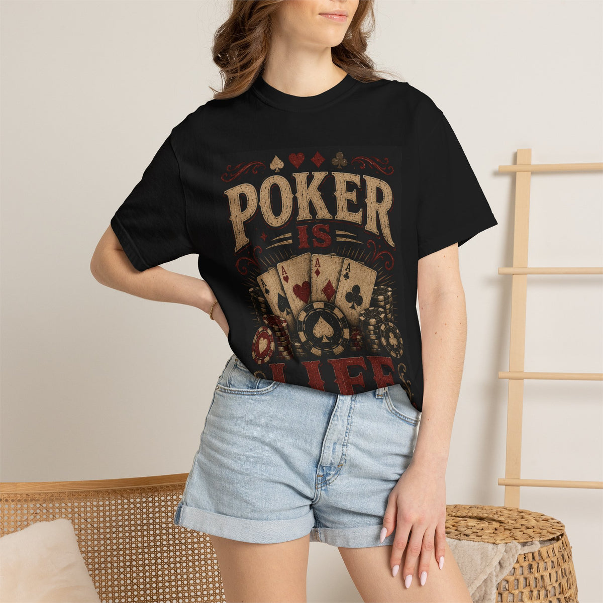 Poker Is Life T-shirt | Playing Cards, Chips Vintage Design