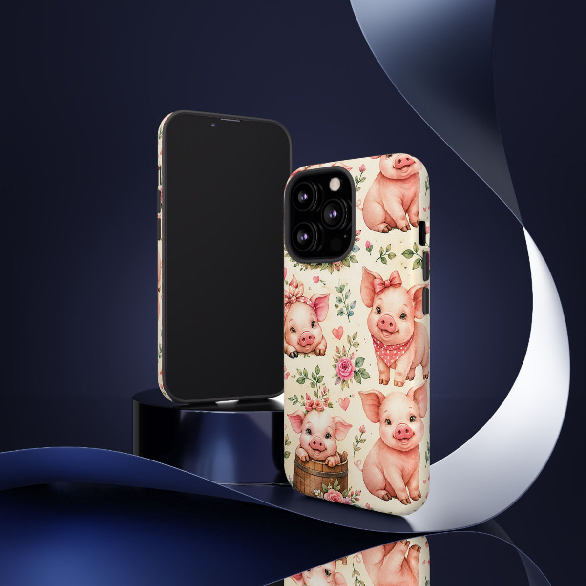 Cute Pink Piglet Phone Case — Vintage Floral Farm Animal iPhone Cover