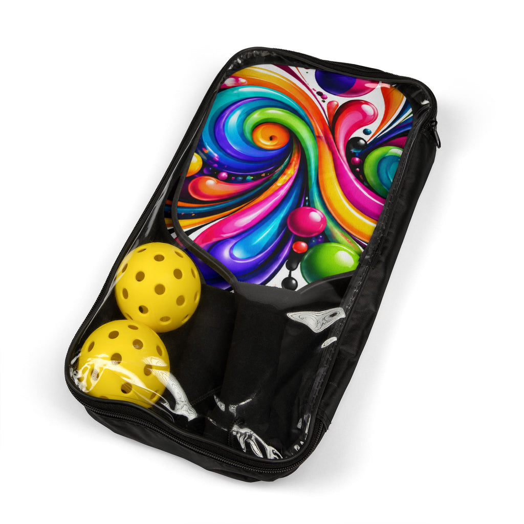 Colorful Swirl Pickleball Paddle Set – Bright Abstract Design Kit (2 Paddles + Balls)
