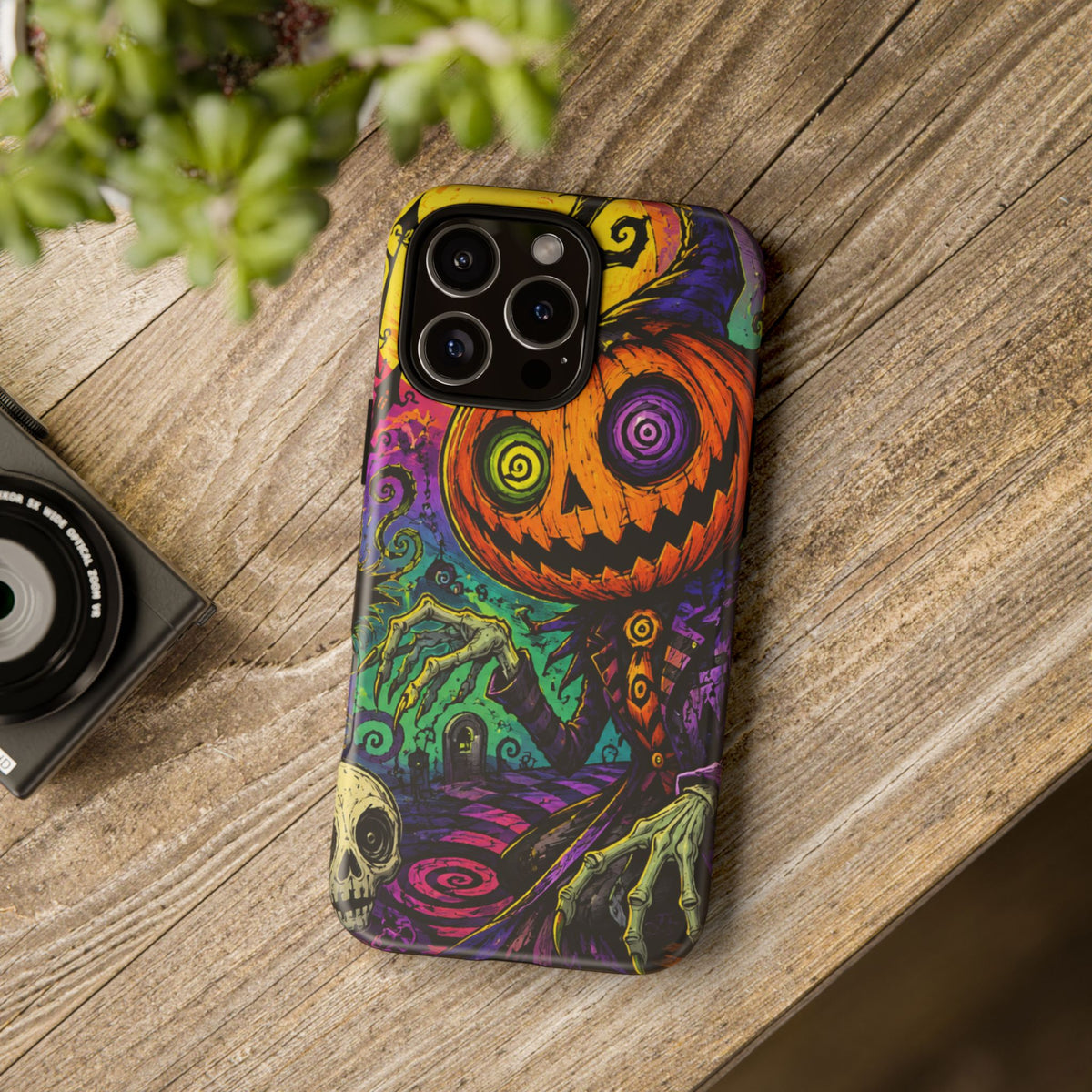 Halloween Pumpkin Skull Phone Case — Psychedelic Jack-o'-Lantern Tough Case