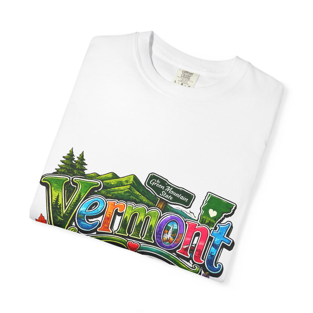 Vermont postcard collage T-shirt | State travel design