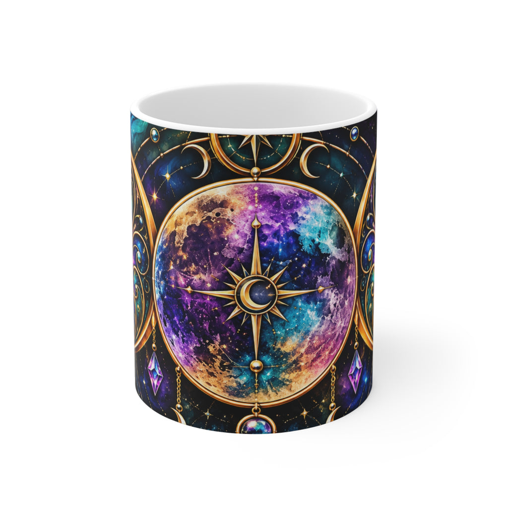 Celestial Moon & Star 11oz Mug — Mystical Galaxy Astrology Coffee Cup