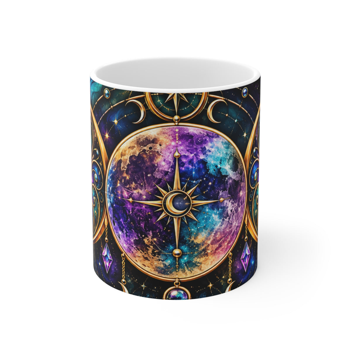 Celestial Moon & Star 11oz Mug — Mystical Galaxy Astrology Coffee Cup
