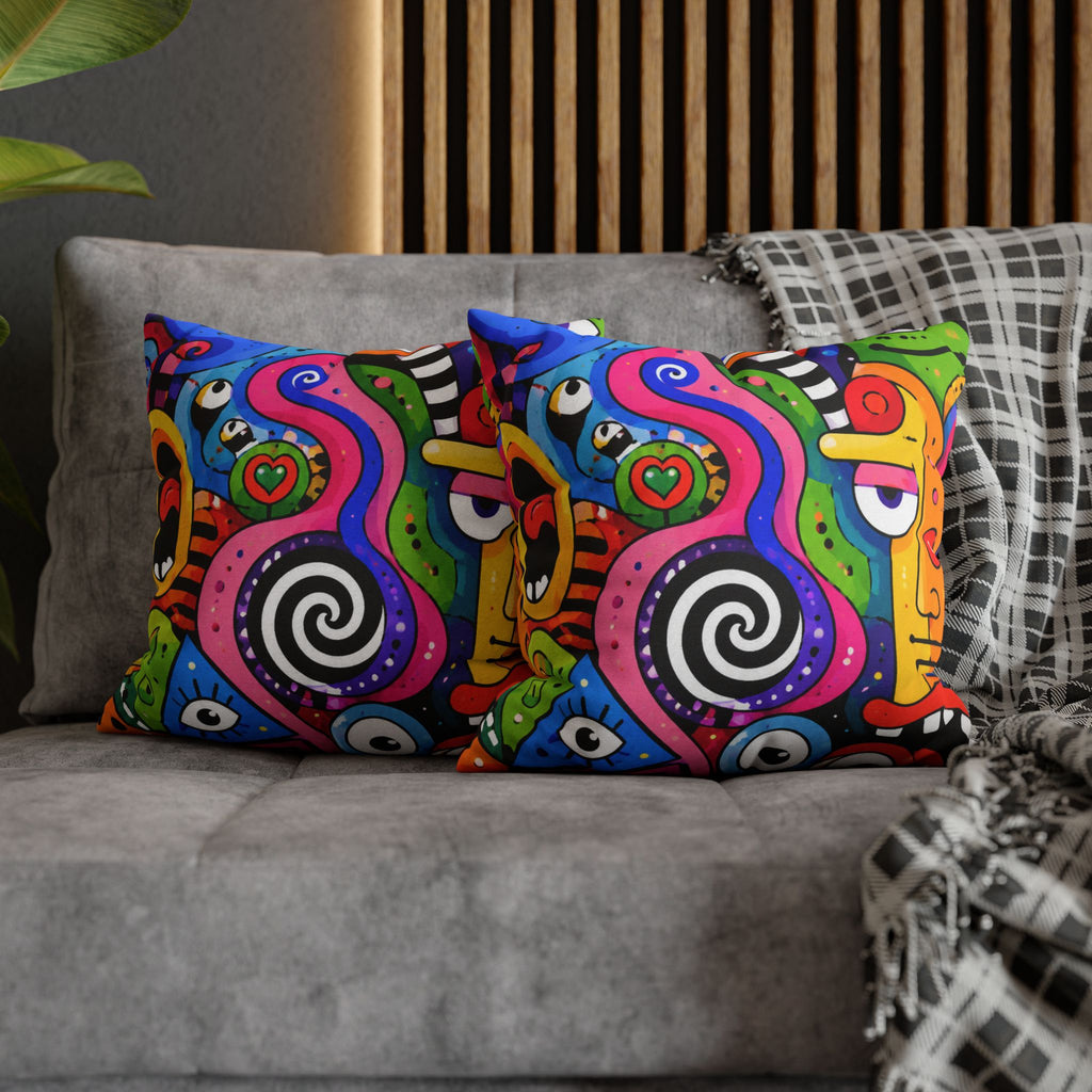 Colorful Abstract Doodle Pillowcase | Spun Polyester Square Pillowcase