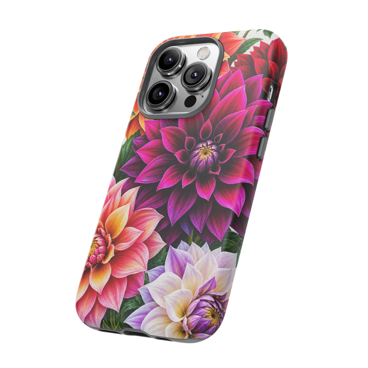 Floral Dahlia Tough Phone Case — Vibrant Protective Floral Phone Cover
