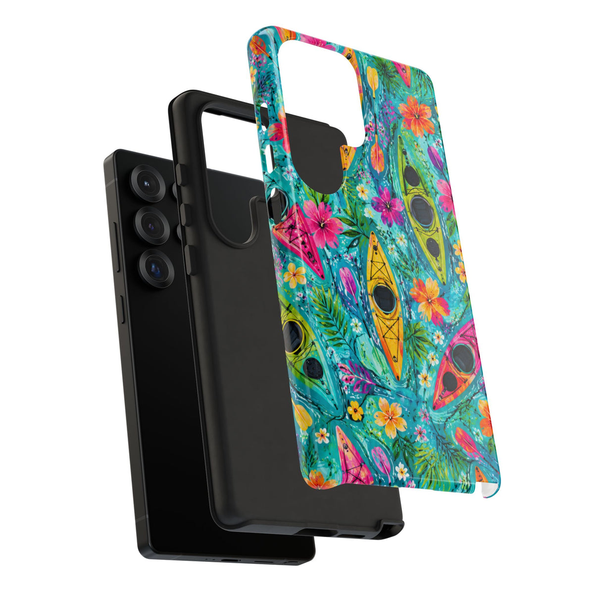 Tropical Kayak Phone Case – Colorful Floral Waterproof Pattern