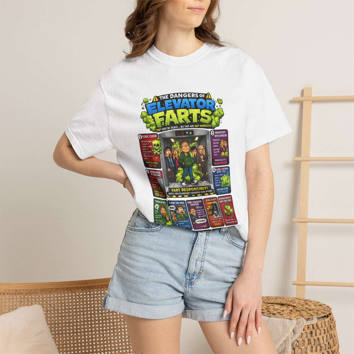 Elevator Farts chart T-shirt | Funny Bathroom Humor Tee