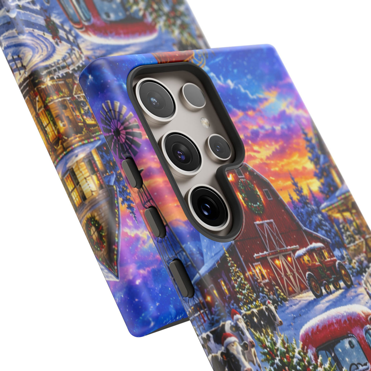 Christmas Farm Phone Case — Vintage Red Truck in Snowy Holiday Scene