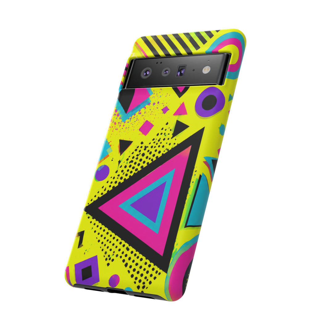 Retro 80s Geometric Phone Case — Neon Memphis Triangle Design