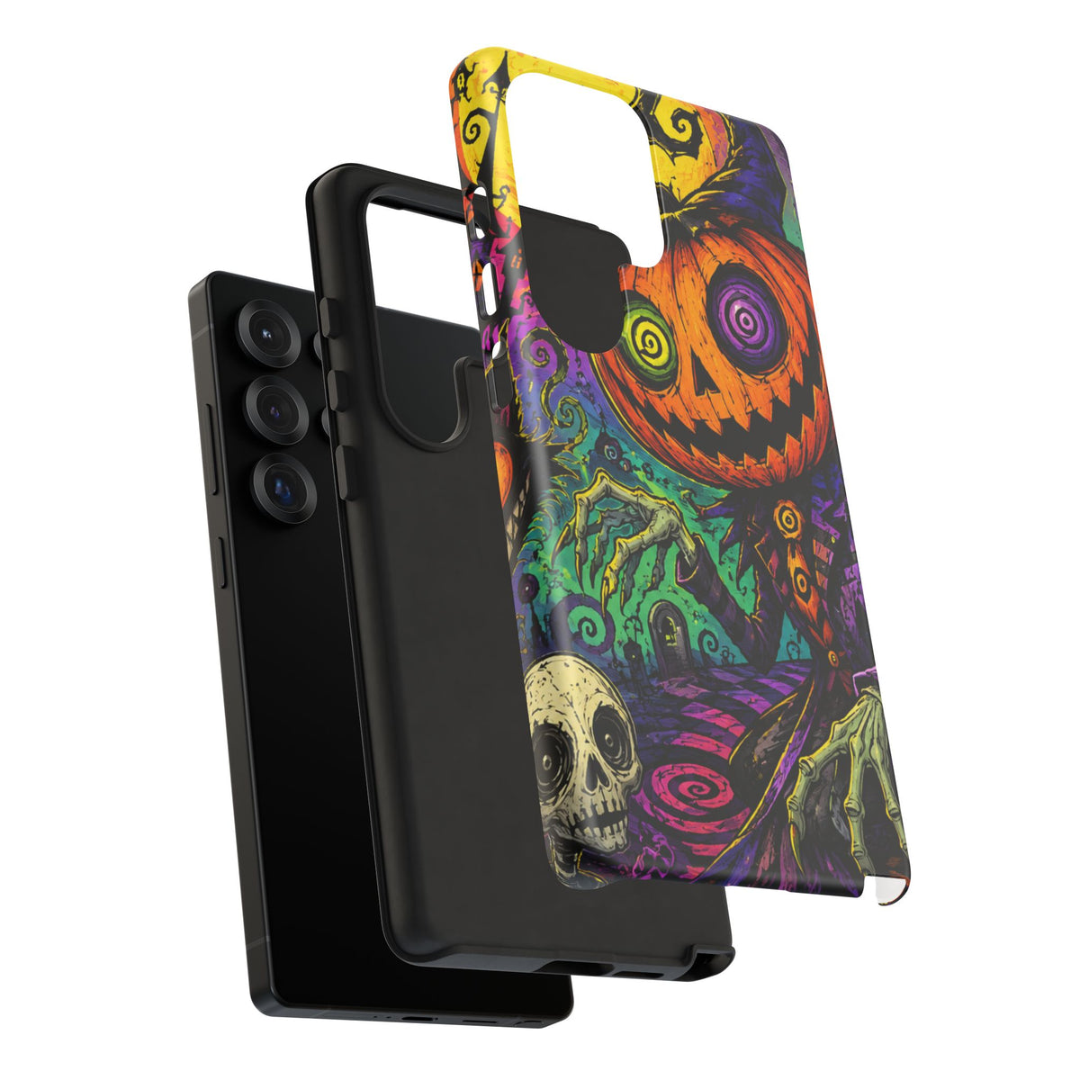 Halloween Pumpkin Skull Phone Case — Psychedelic Jack-o'-Lantern Tough Case