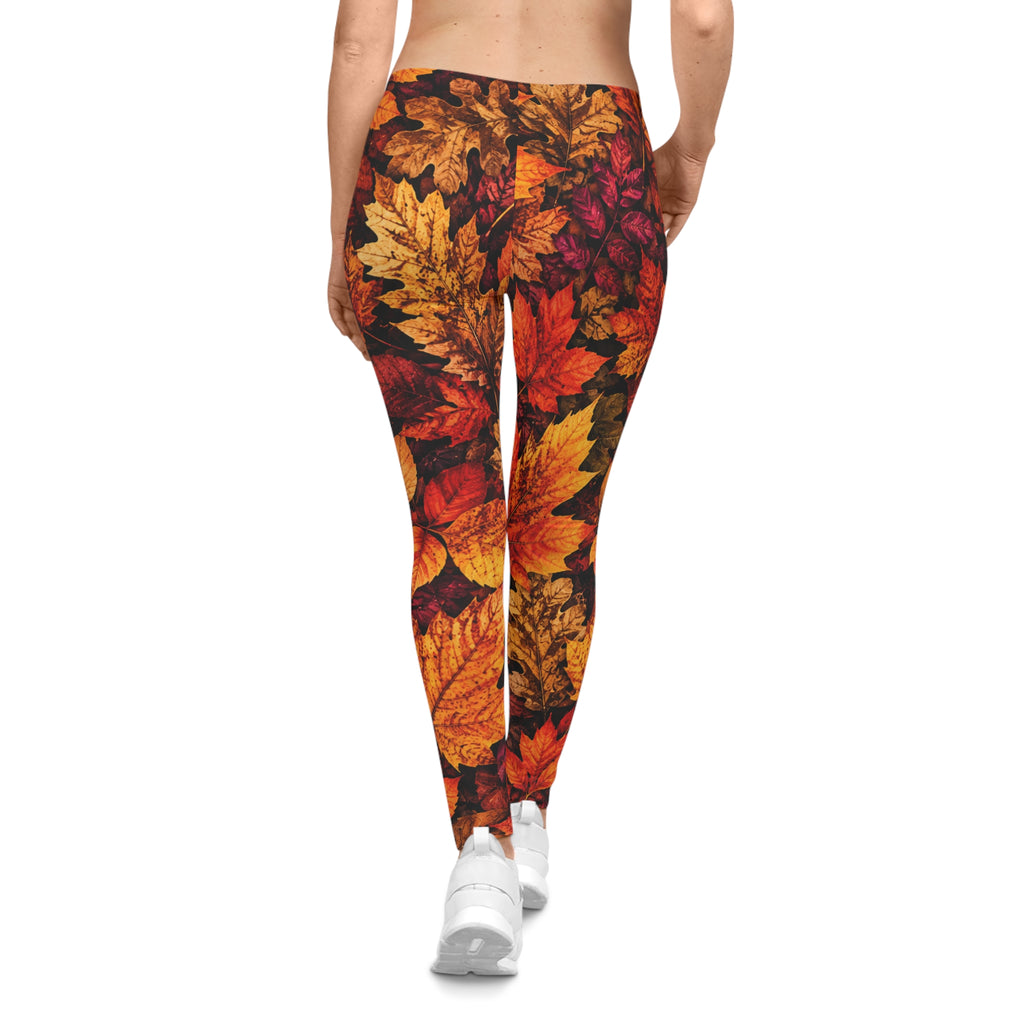 Autumn Leaves Leggings — Women's Fall Leaf Print Full-Pattern Leggings
