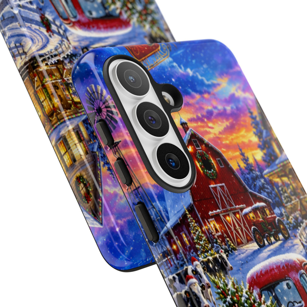 Christmas Farm Phone Case — Vintage Red Truck in Snowy Holiday Scene
