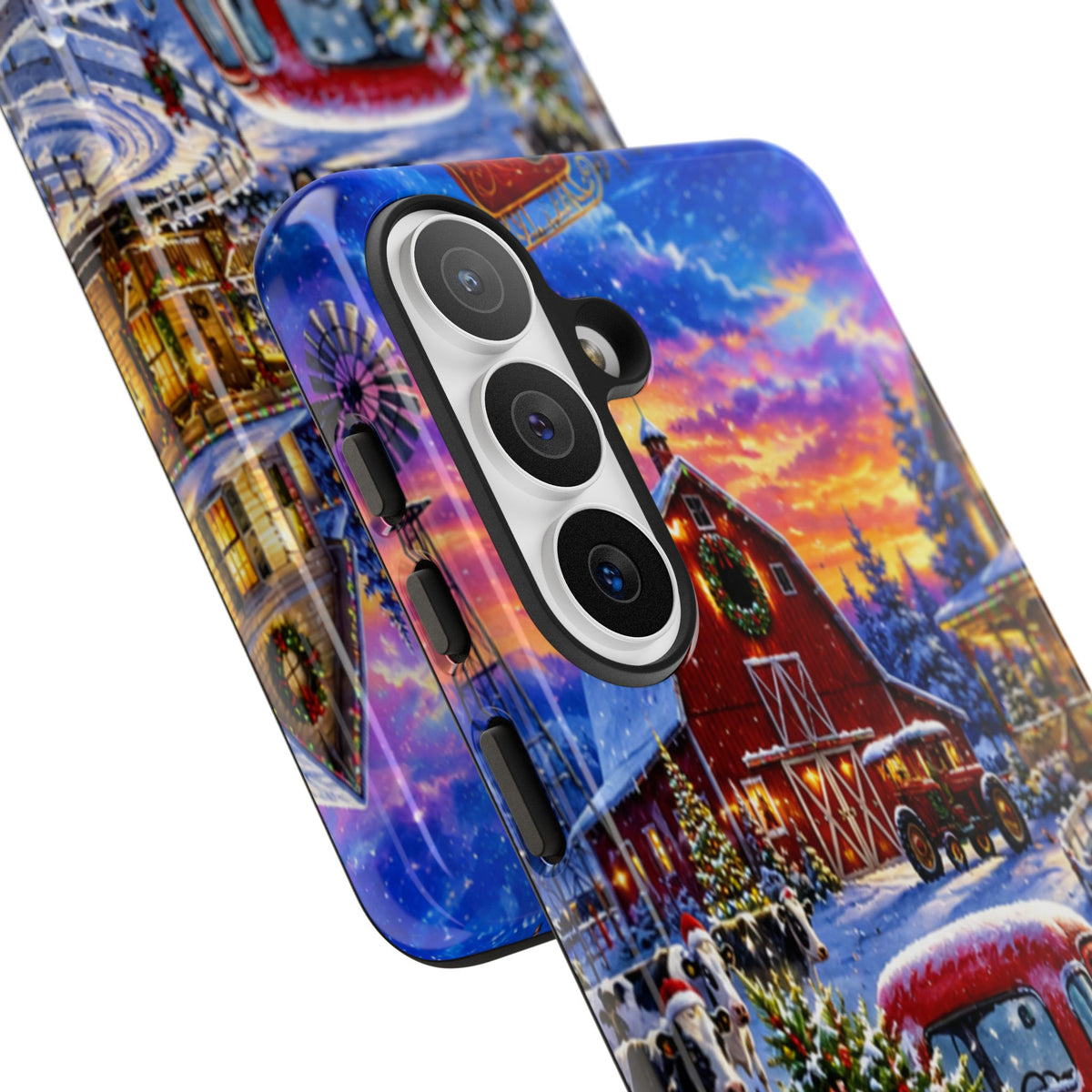 Christmas Farm Phone Case — Vintage Red Truck in Snowy Holiday Scene