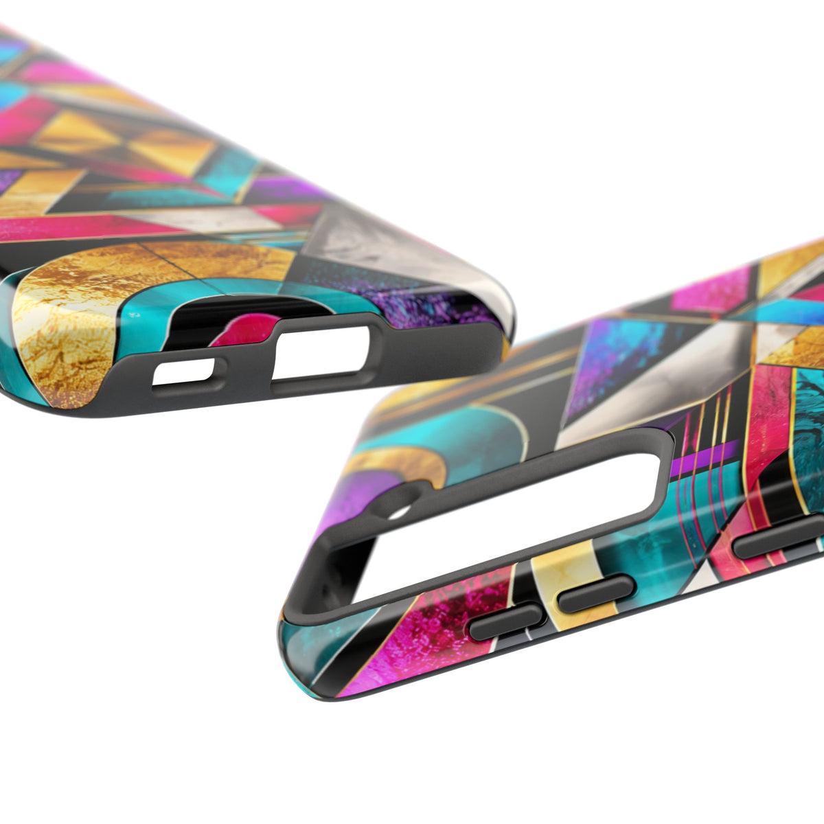 Geometric Art Deco Tough Phone Case — Vibrant Gold, Teal & Magenta Pattern
