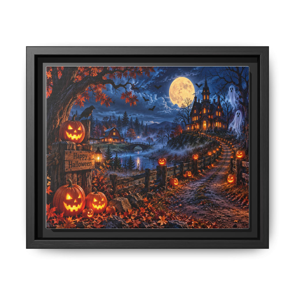 Halloween Pumpkin Path Matte Canvas Framed Wall Art