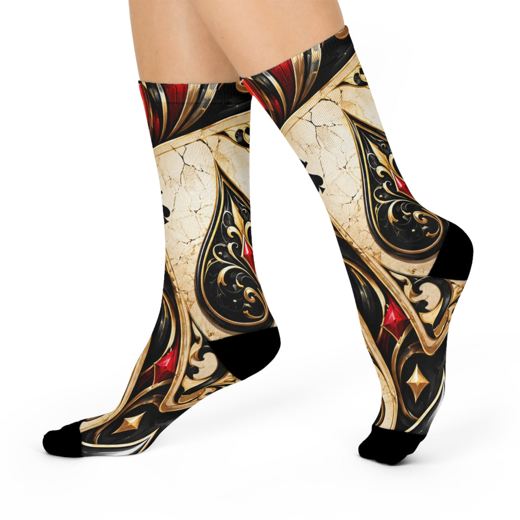 Ace of Spades Gothic Crew Socks — Vintage Playing Card Design