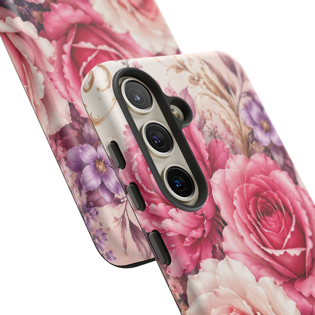 Pink Vintage Roses phone case | floral iPhone cover