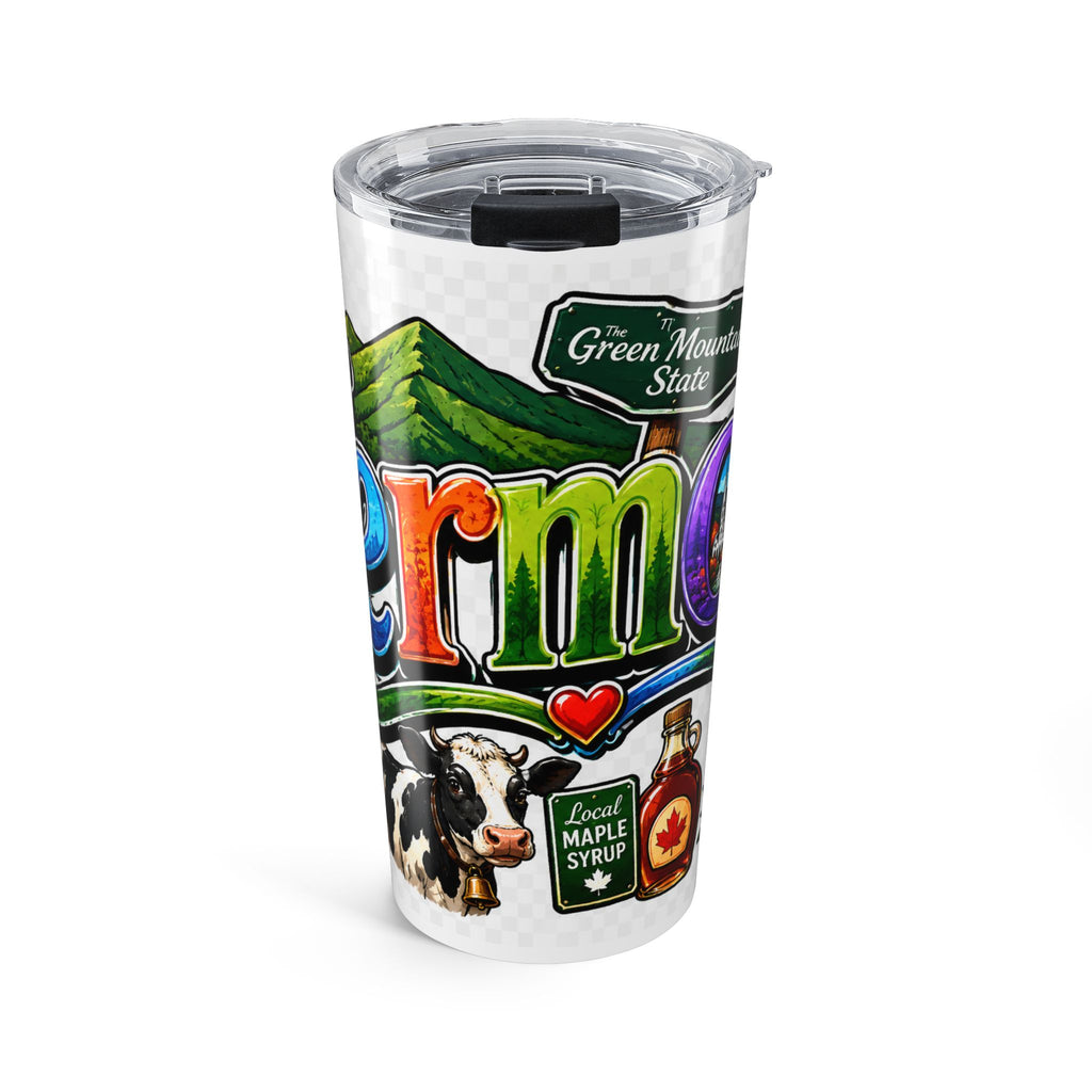 Vermont Illustration Tumbler 20oz | Maple, Mountains, Cow, Fall Leaves