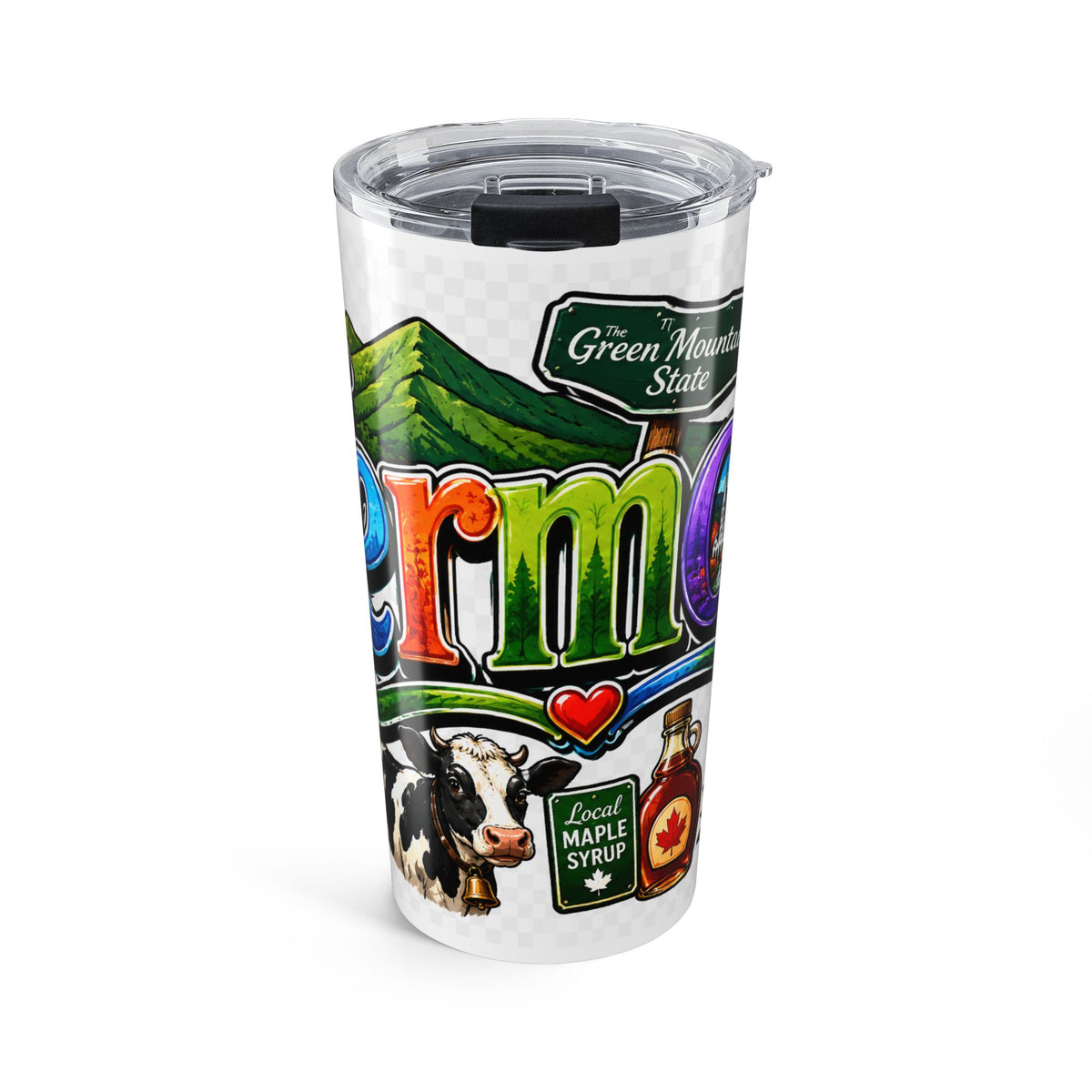 Vermont Illustration Tumbler 20oz | Maple, Mountains, Cow, Fall Leaves