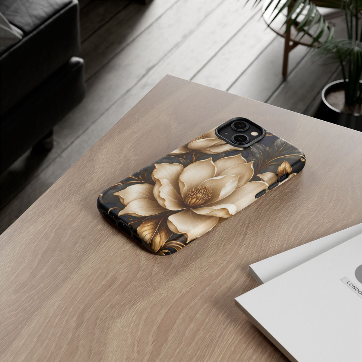 Floral Tough Case — Elegant Gold Magnolia Phone Case