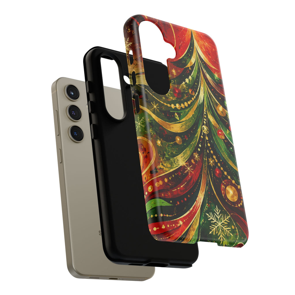 Christmas Tree Tough Phone Case — Festive Red & Green Holiday Phone Cover