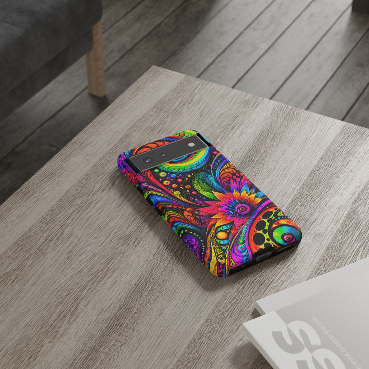 Psychedelic Floral Phone Case — Vibrant Swirl Tough Protective Cover