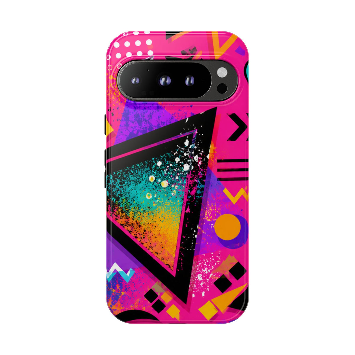 Retro 80s Geometric Phone Case — Neon Triangle Tough Case