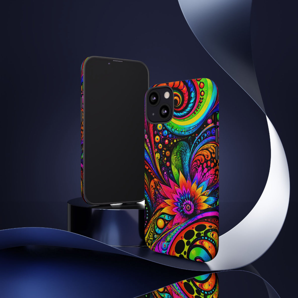 Psychedelic Floral Phone Case — Vibrant Swirl Tough Protective Cover