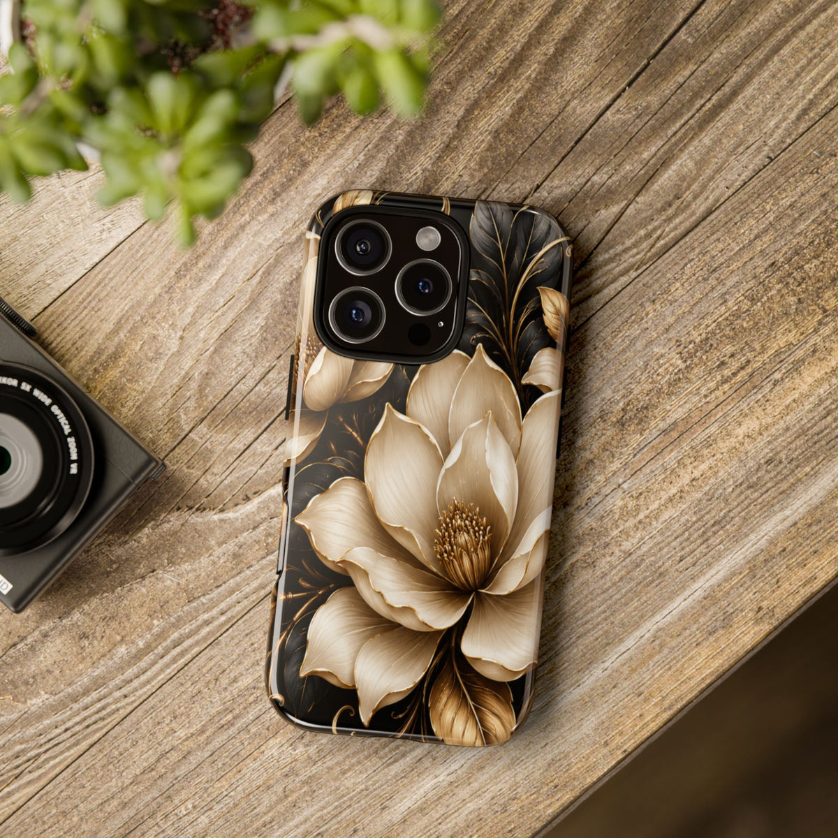 Floral Tough Case — Elegant Gold Magnolia Phone Case