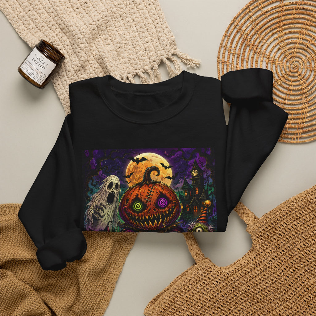 Halloween Pumpkin Crewneck Sweatshirt — Spooky Jack-o'-Lantern Art