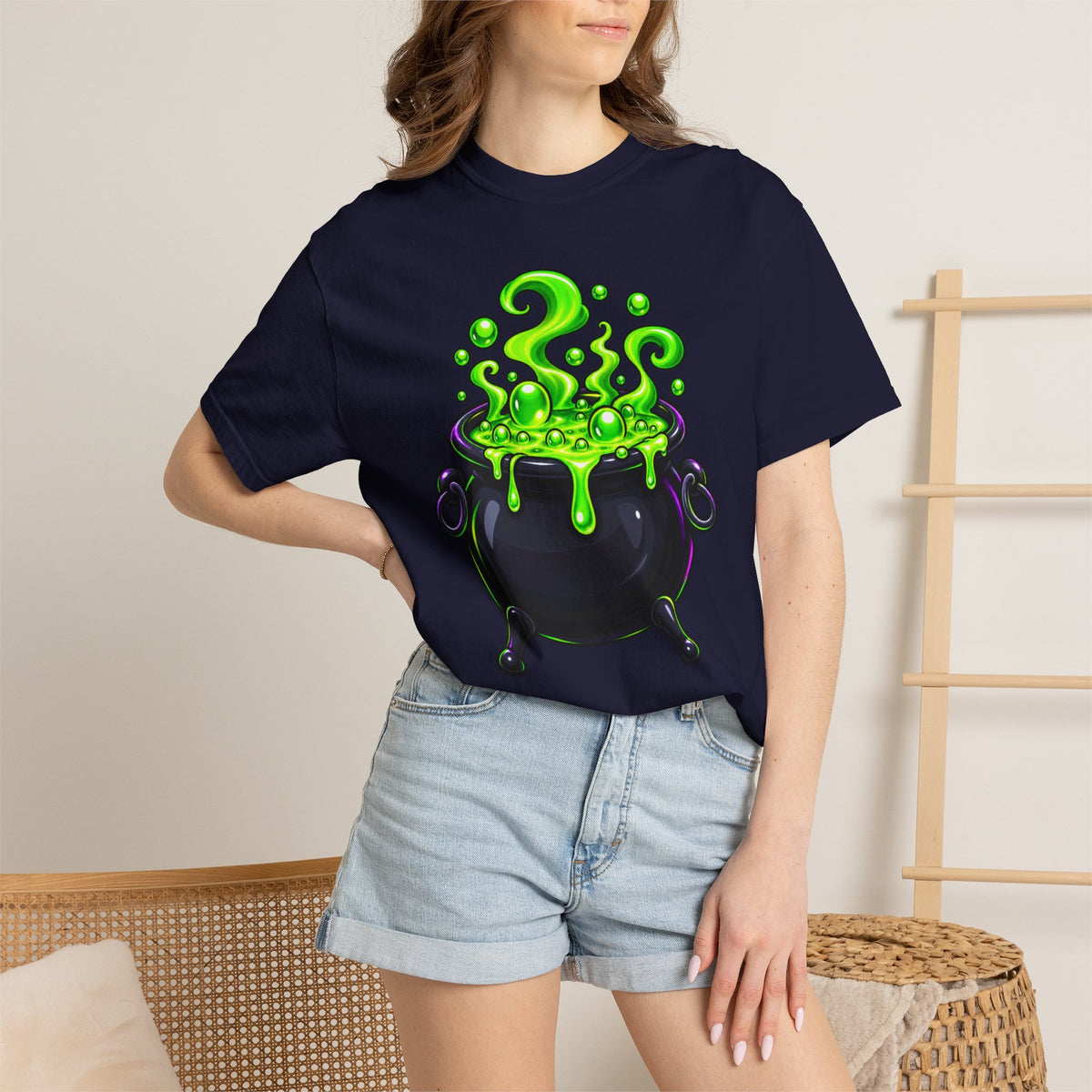 Glowing Witch Cauldron T-shirt | Spooky Halloween Potion Tee