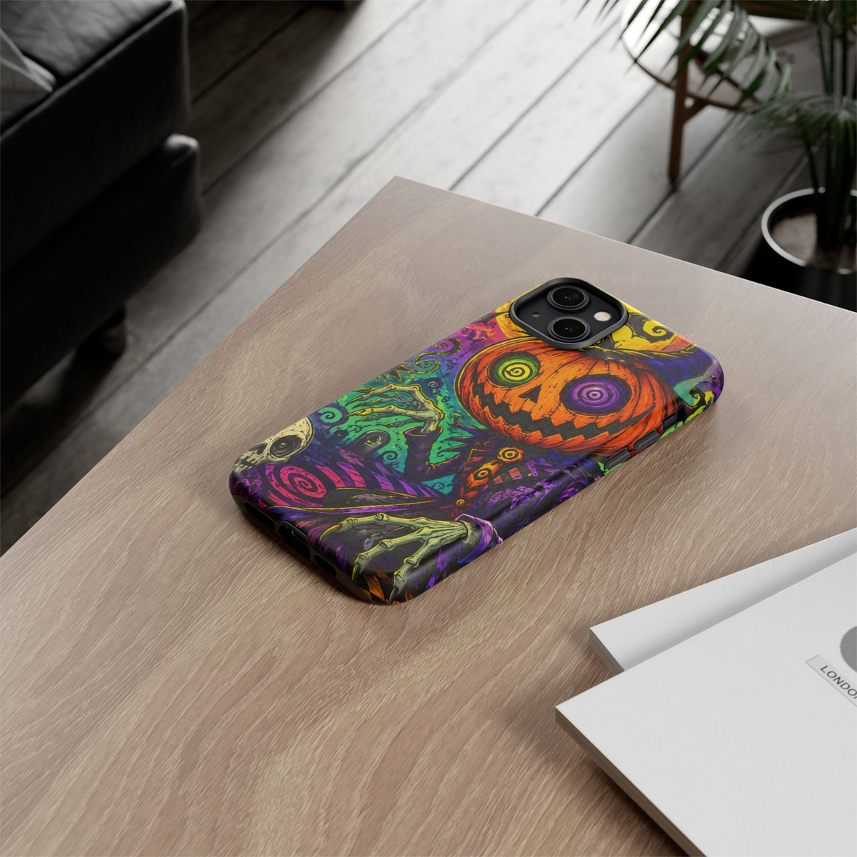 Halloween Pumpkin Skull Phone Case — Psychedelic Jack-o'-Lantern Tough Case