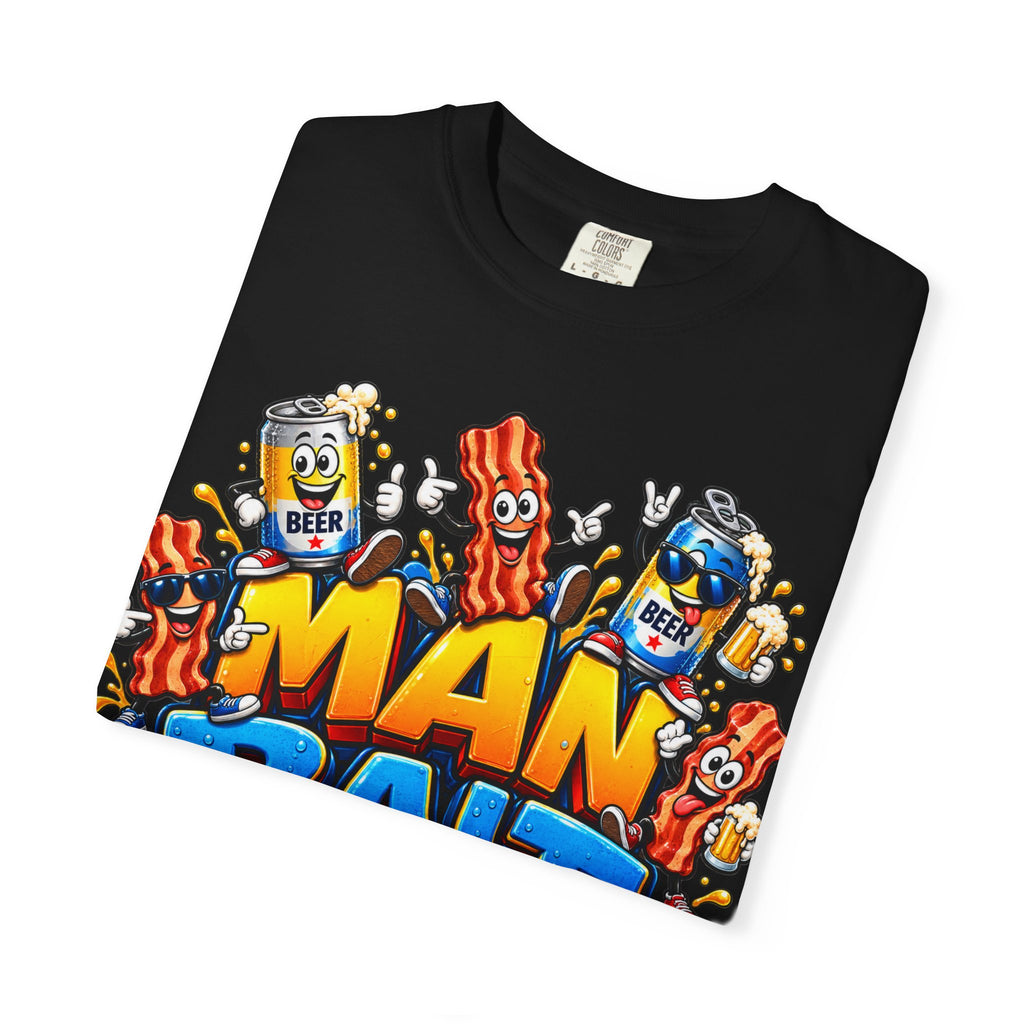 T-Shirt — 'Man Bait' Retro Bacon & Beer Graphic Tee