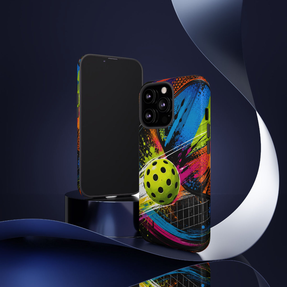 Pickleball Phone Case – Neon Paddle & Ball Splash Tough Case