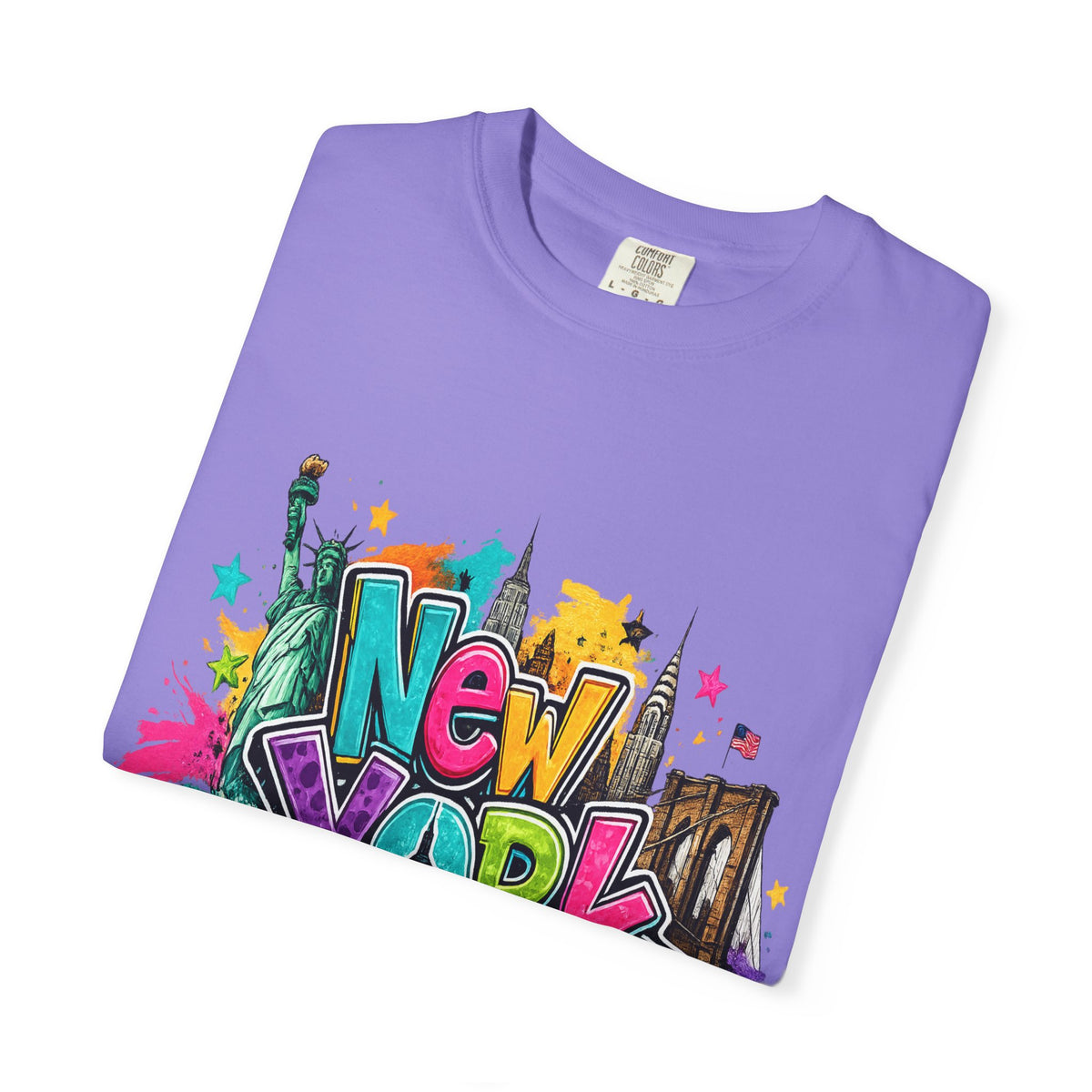 New York Graffiti Skyline T-shirt | Cityscape Taxi Brooklyn Bridge