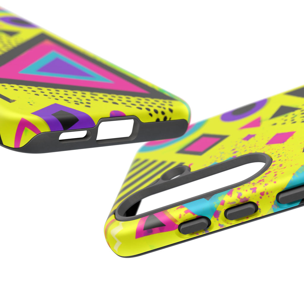 Retro 80s Geometric Phone Case — Neon Memphis Triangle Design