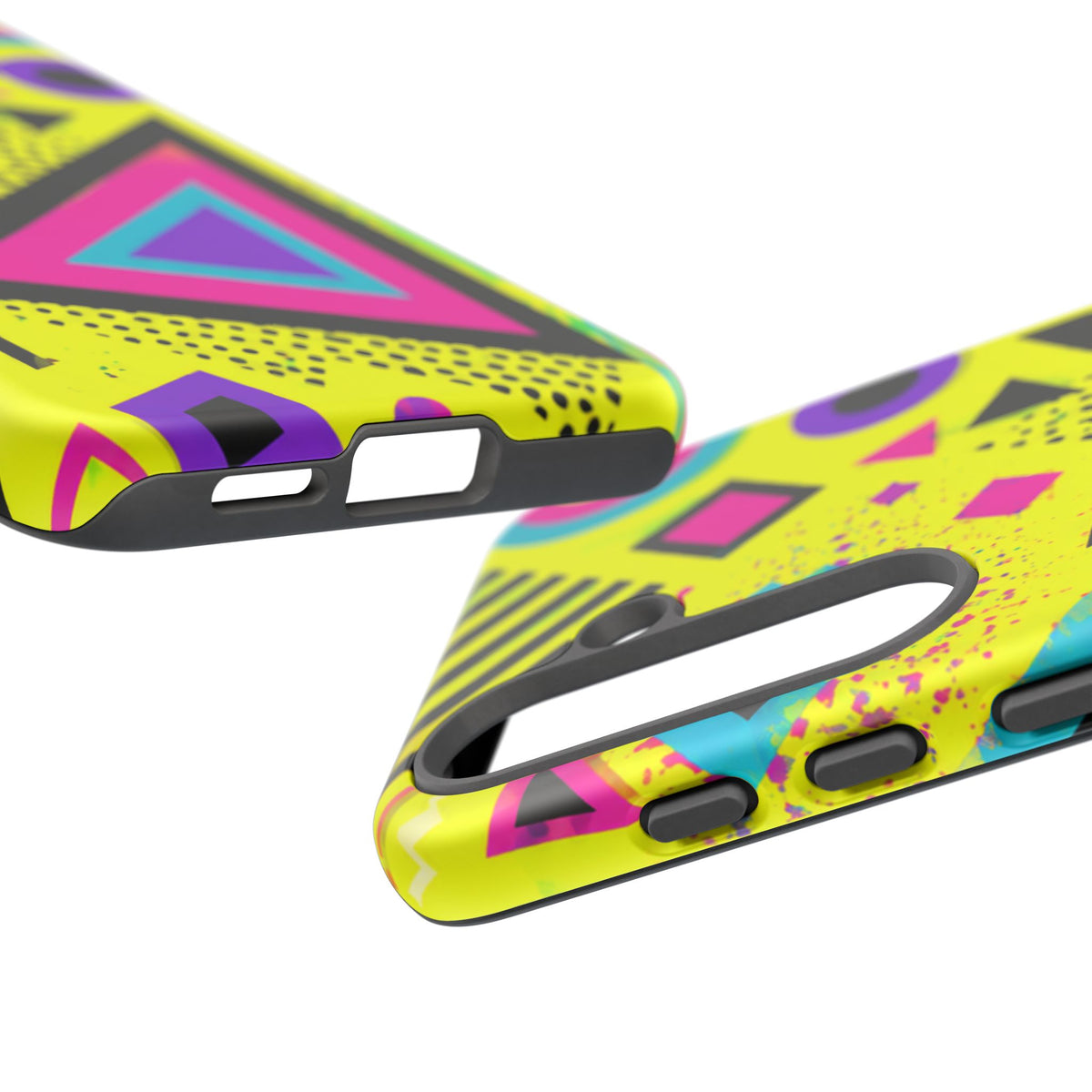 Retro 80s Geometric Phone Case — Neon Memphis Triangle Design