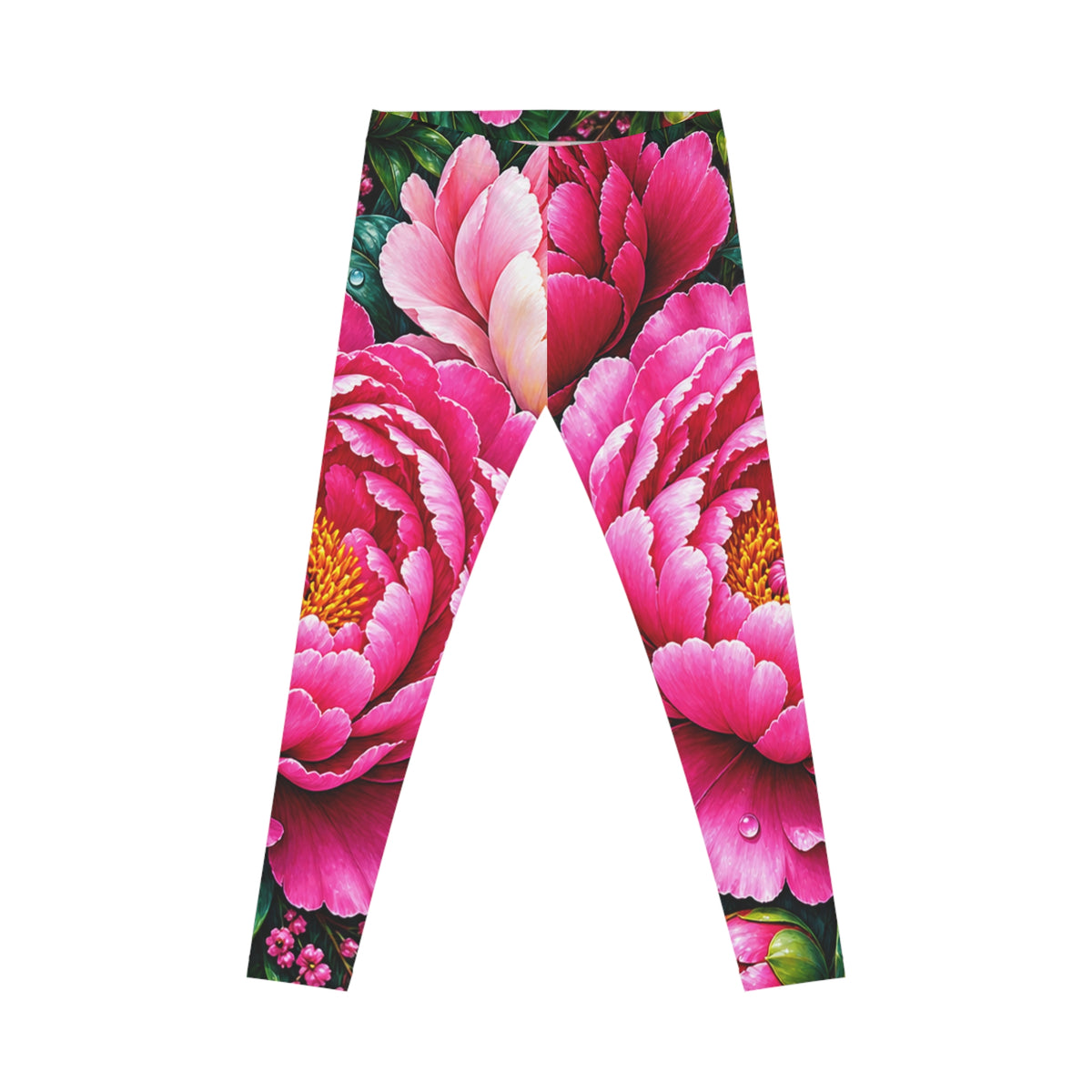 Floral Peony Print Leggings — Pink Garden All-Over-Print