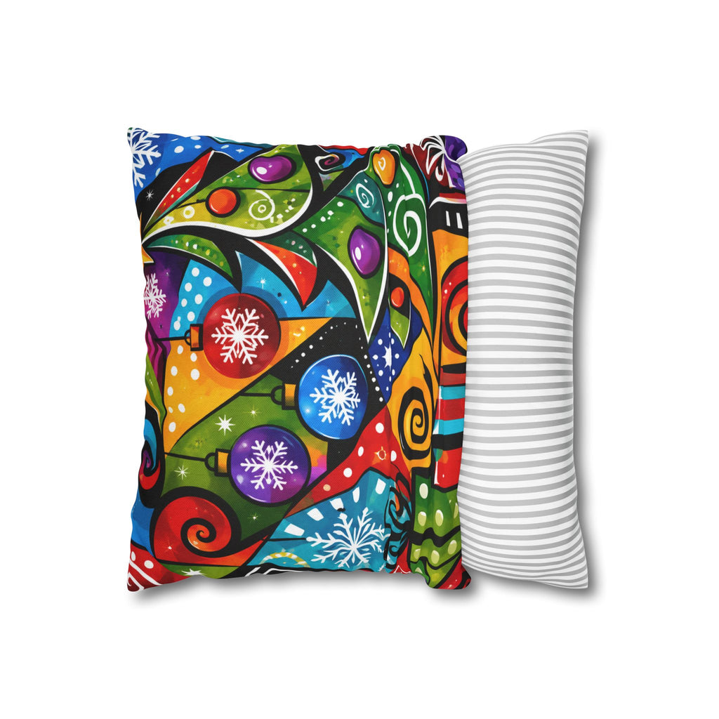 Colorful Abstract Christmas Tree Pillowcase — Festive Holiday Throw Pillow Cover