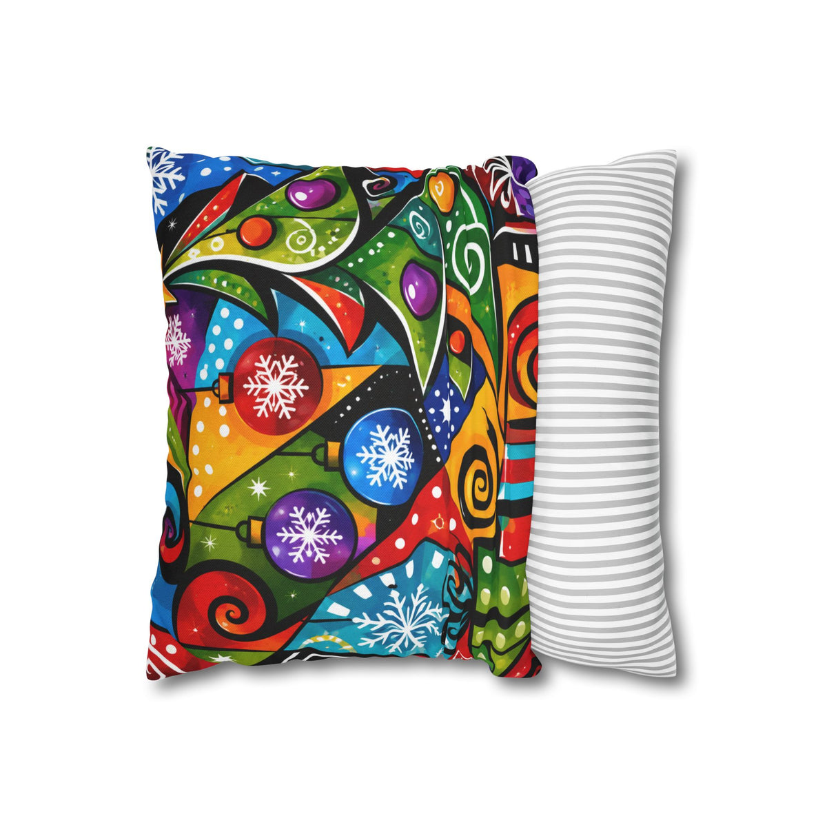 Colorful Abstract Christmas Tree Pillowcase — Festive Holiday Throw Pillow Cover