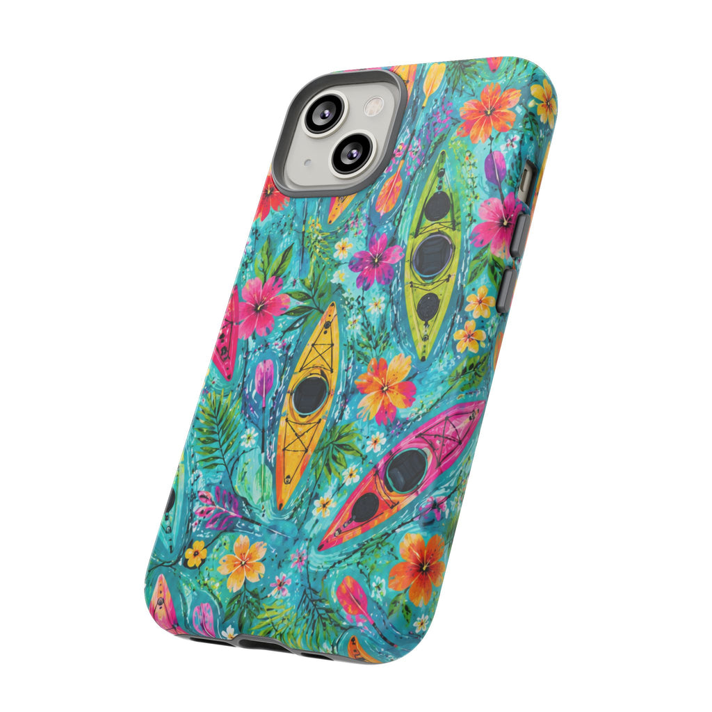 Tropical Kayak Phone Case – Colorful Floral Waterproof Pattern