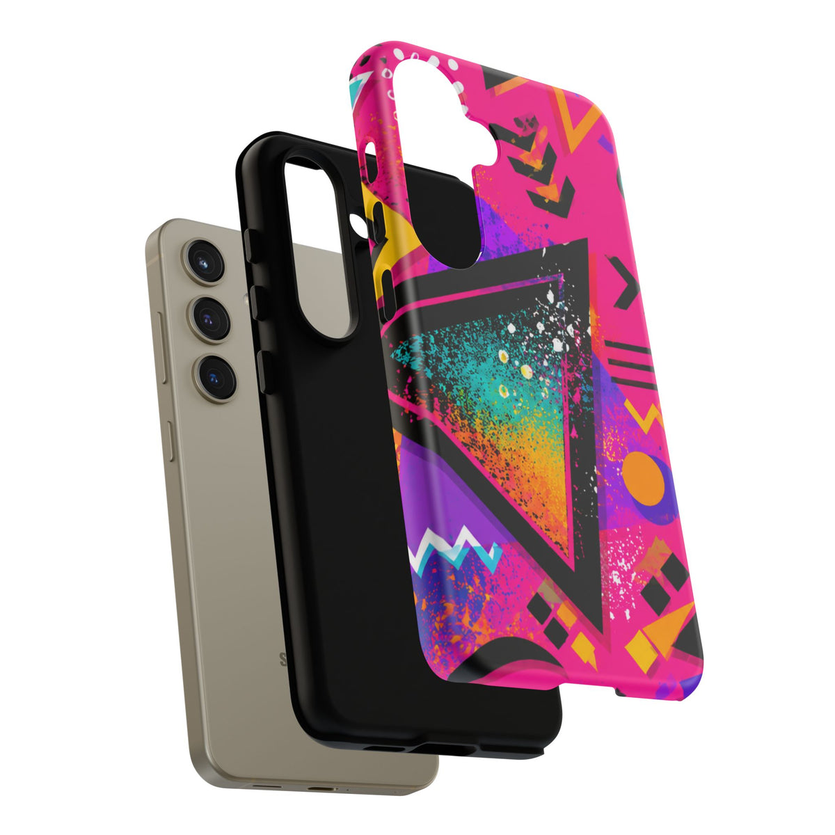 Retro 80s Geometric Phone Case — Neon Triangle Tough Case