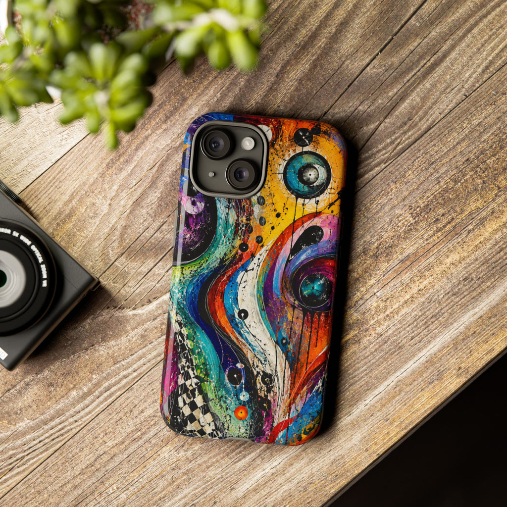 Abstract Cosmic Swirl Phone Case — Colorful Artistic iPhone Tough Case