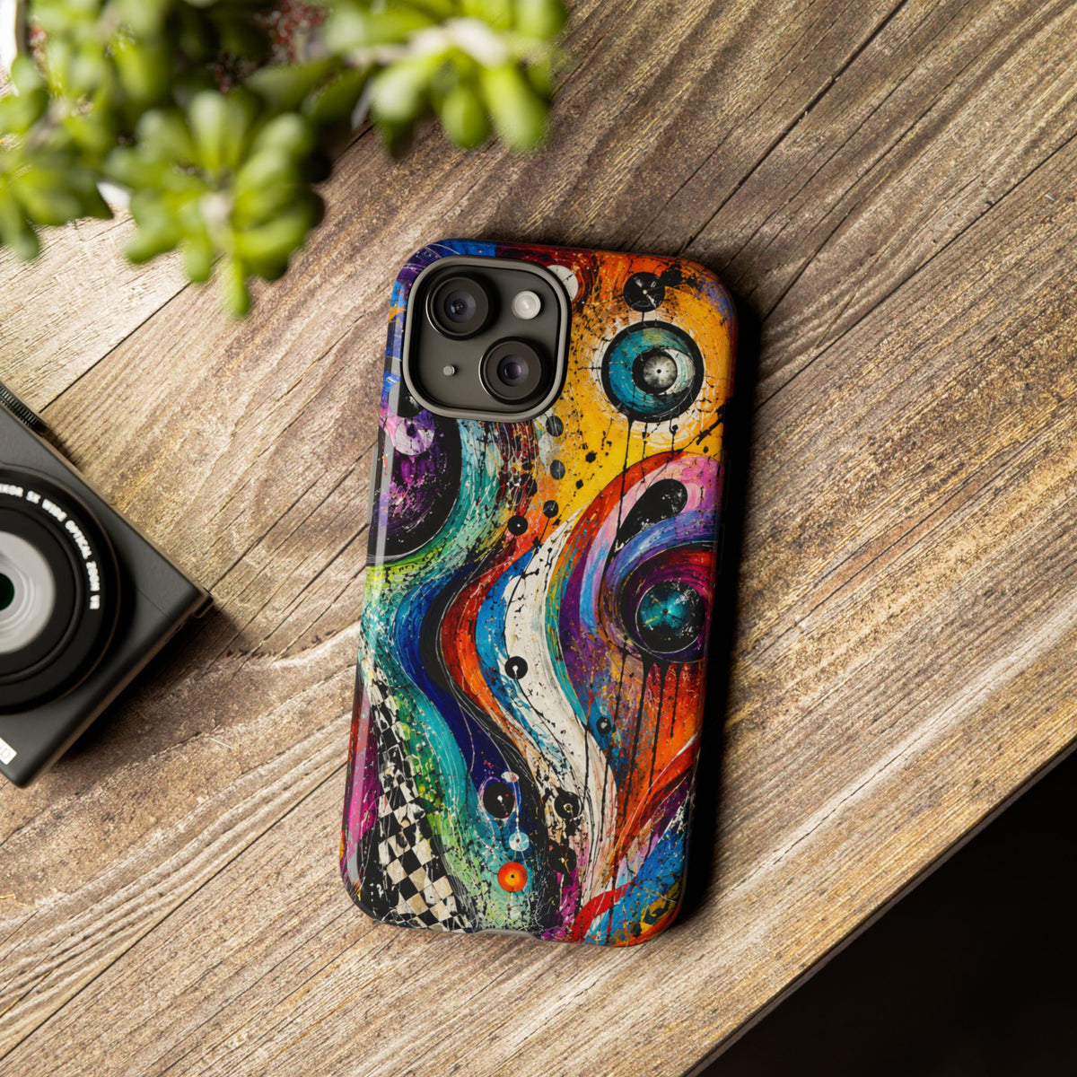 Abstract Cosmic Swirl Phone Case — Colorful Artistic iPhone Tough Case