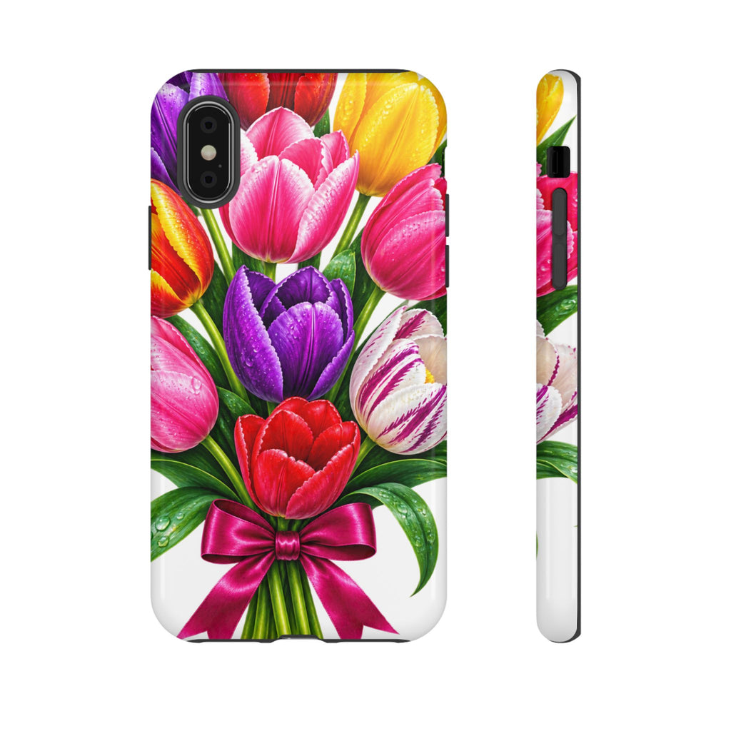 Bright Tulip Bouquet Tough Case | Floral Phone Case, Spring Flowers