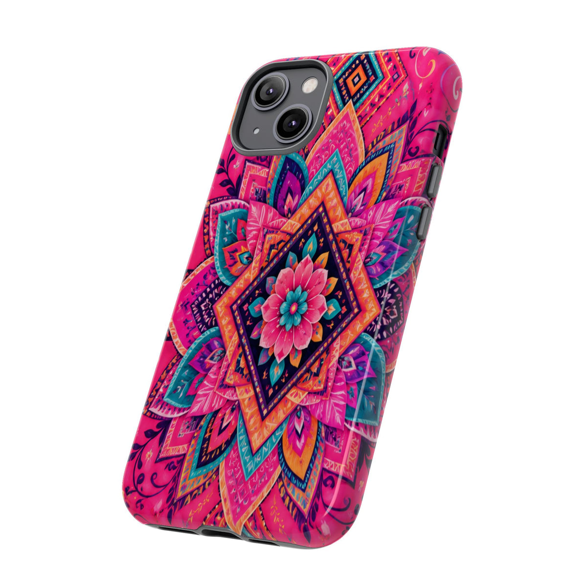 Floral Mandala Tough Phone Case — Pink Boho Protective Cover