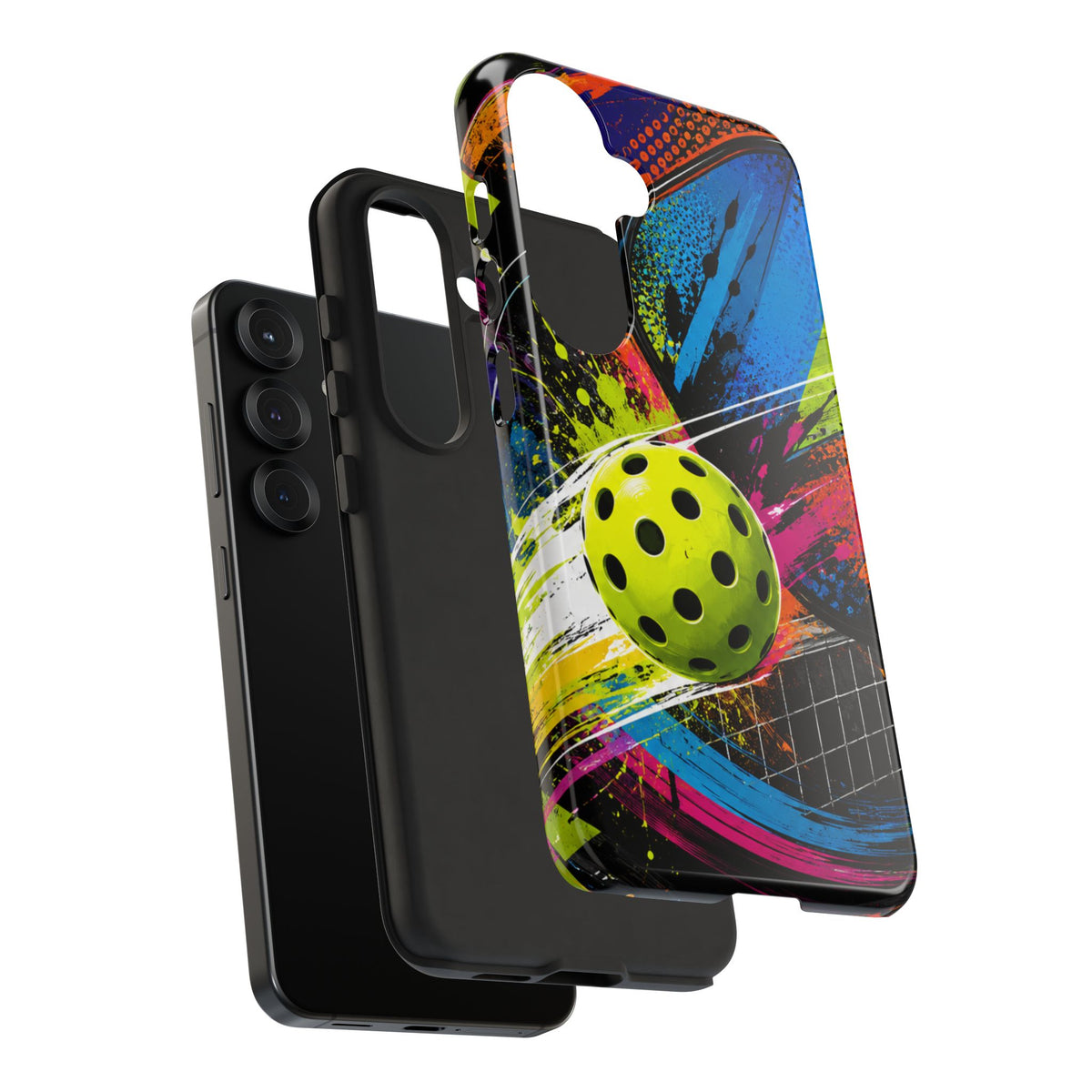 Pickleball Phone Case – Neon Paddle & Ball Splash Tough Case