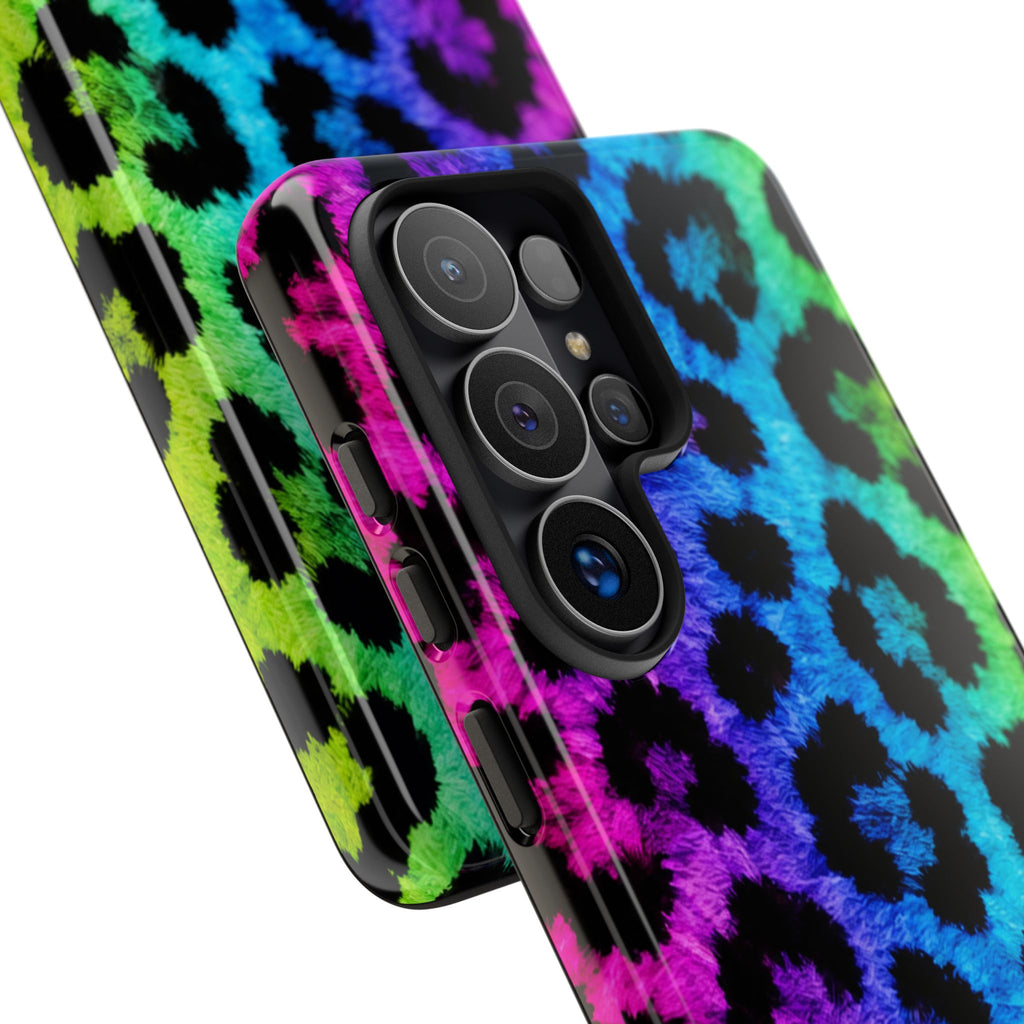 Neon Rainbow Leopard Tough Case – Colorful Animal Print Phone Cover